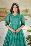 Kanika Muslin Mix Printed Long Western Dress Online Wholesale